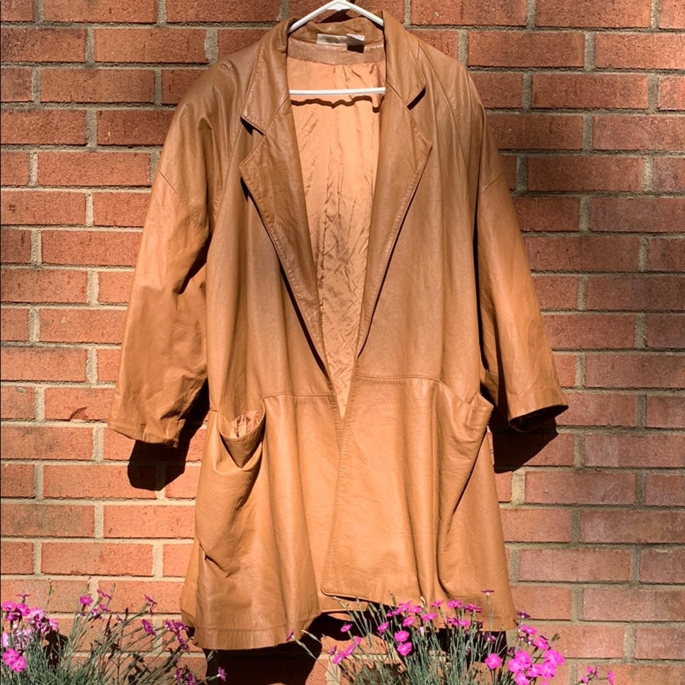 Tan/ Brown Leather Jacket by Pia Rucci